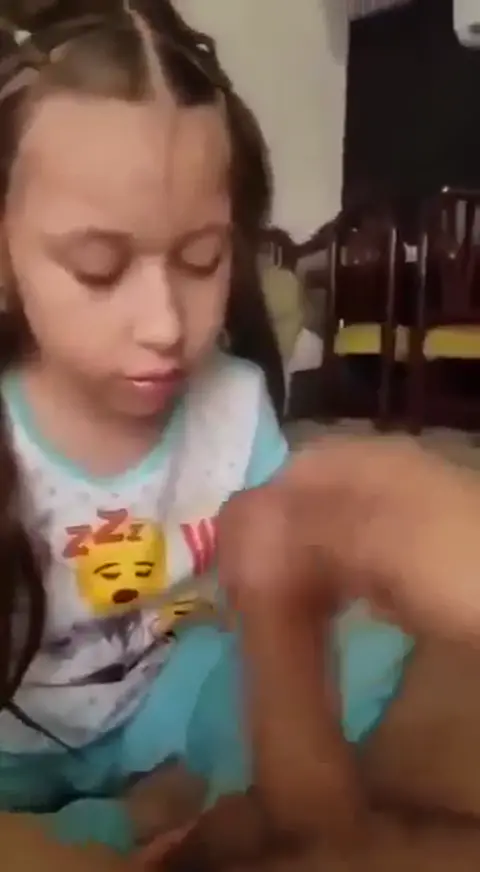 Little slutty daughter helps daddy cum in her mouth by giving him a blowjob